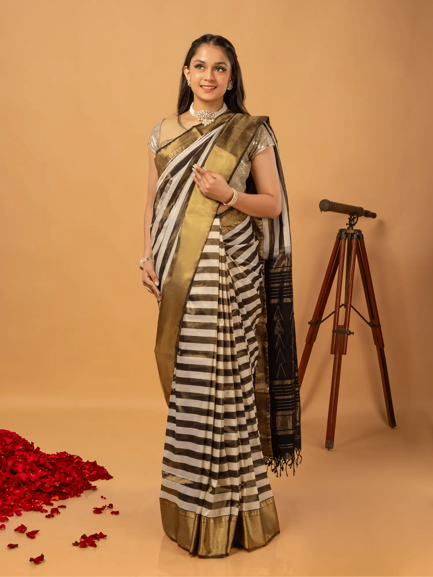 Premium Quality Raga Tissue  Soft Silk Saree - LTS154  Black main image 1