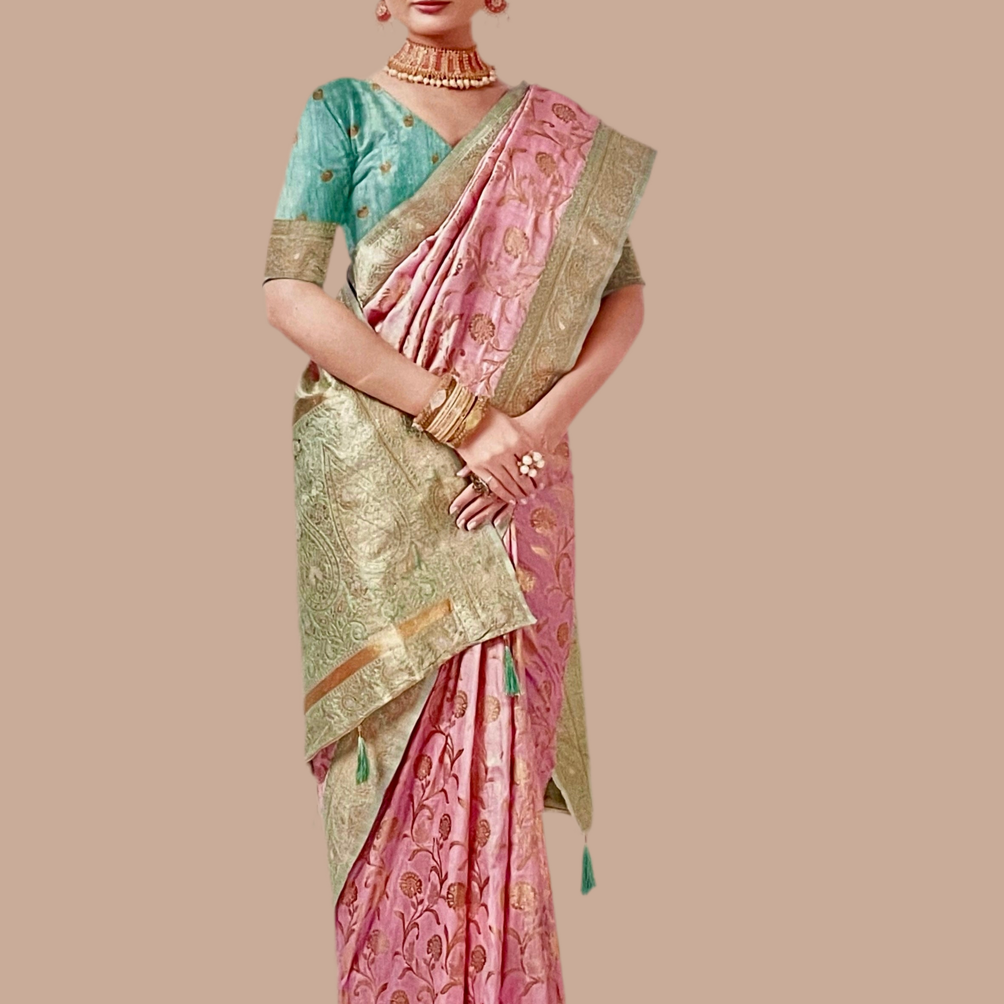 Pink Semi Silk Saree