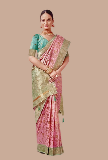 Pink Semi Silk Saree