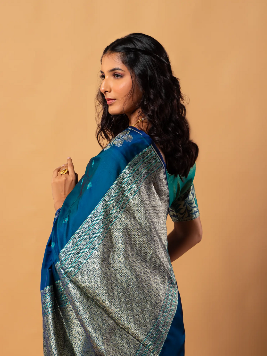 Blue Pure Katan Soft Silk Saree