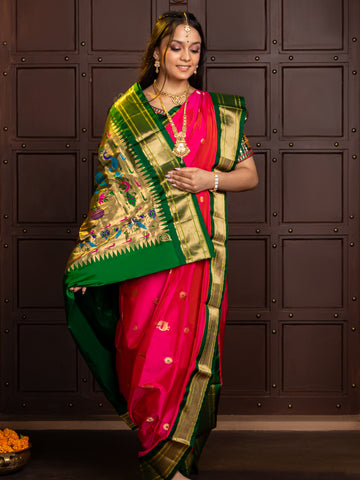 Pink Pure Paithani Saree