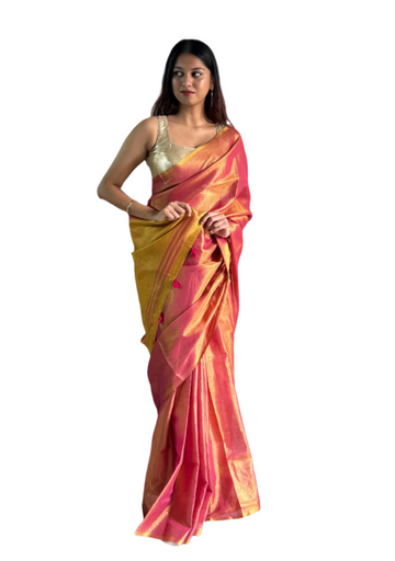 Pink Gold Tissue Saree
