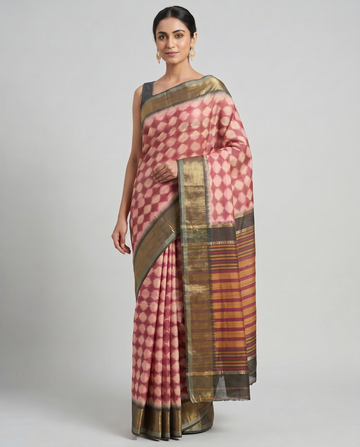 Rosewood Pink Ikat Patola Saree
