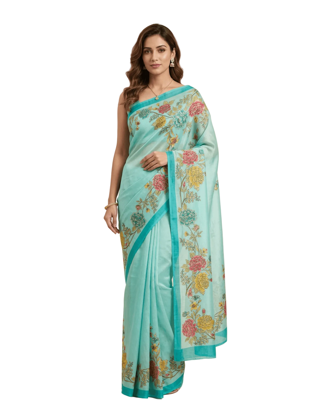 Aqua Blue Tussar Silk Saree - Nirzara