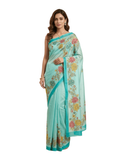 Aqua Blue Tussar Silk Saree - Nirzara