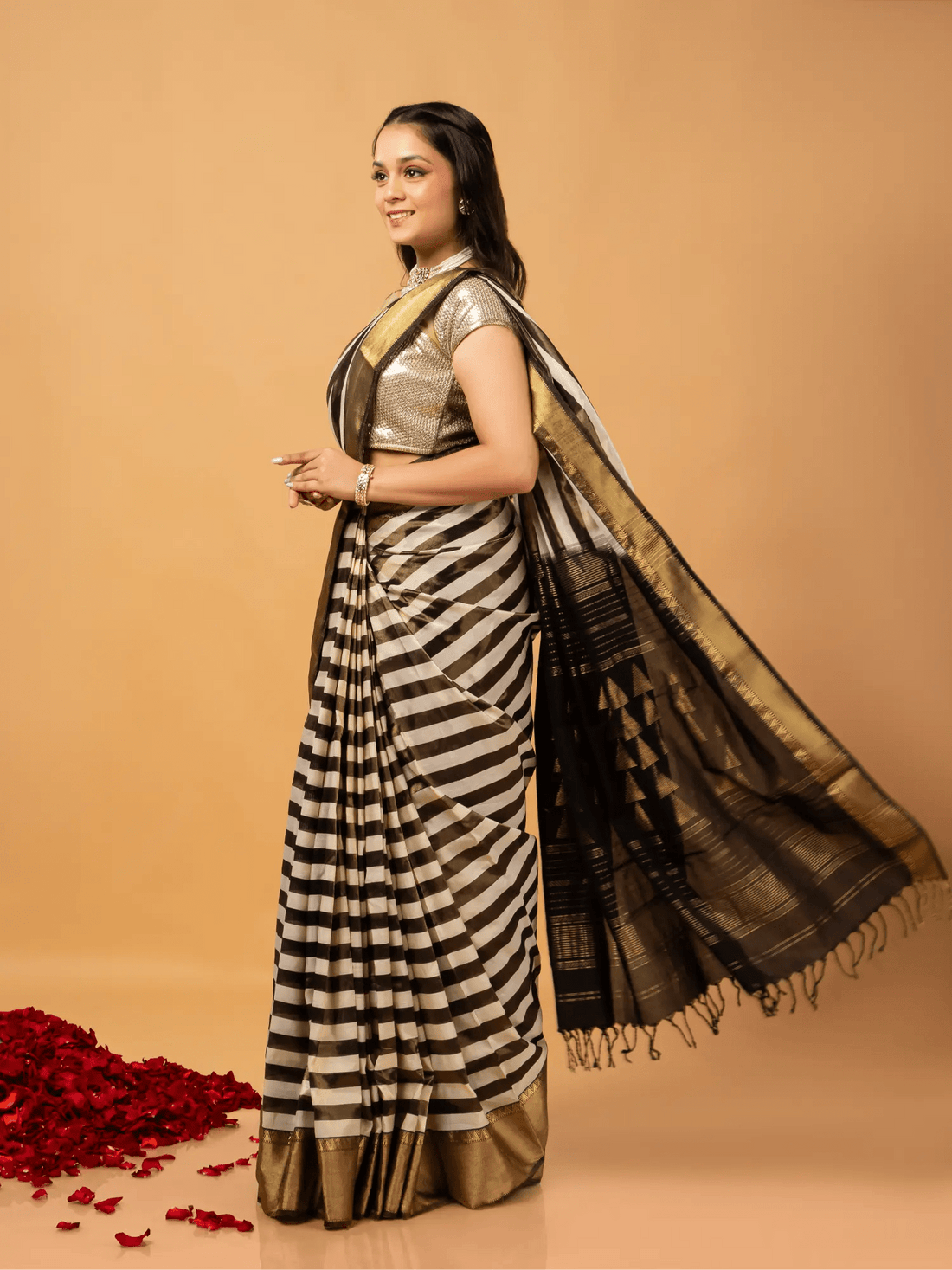 Black Pure Tissue Silk Saree - Nirzara