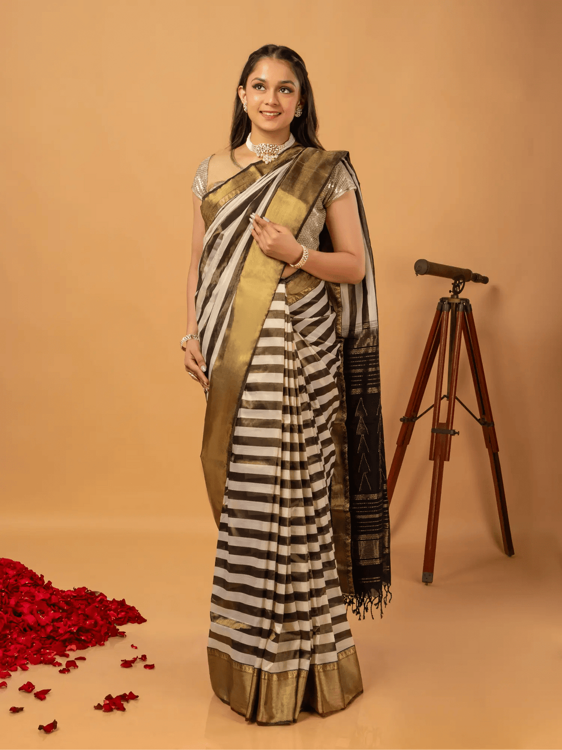 Black Pure Tissue Silk Saree - Nirzara