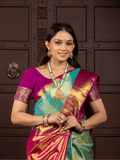Blue Pure Silk Tissue Handwoven Kanjivaram Saree - Nirzara