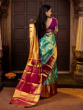 Blue Pure Silk Tissue Handwoven Kanjivaram Saree - Nirzara
