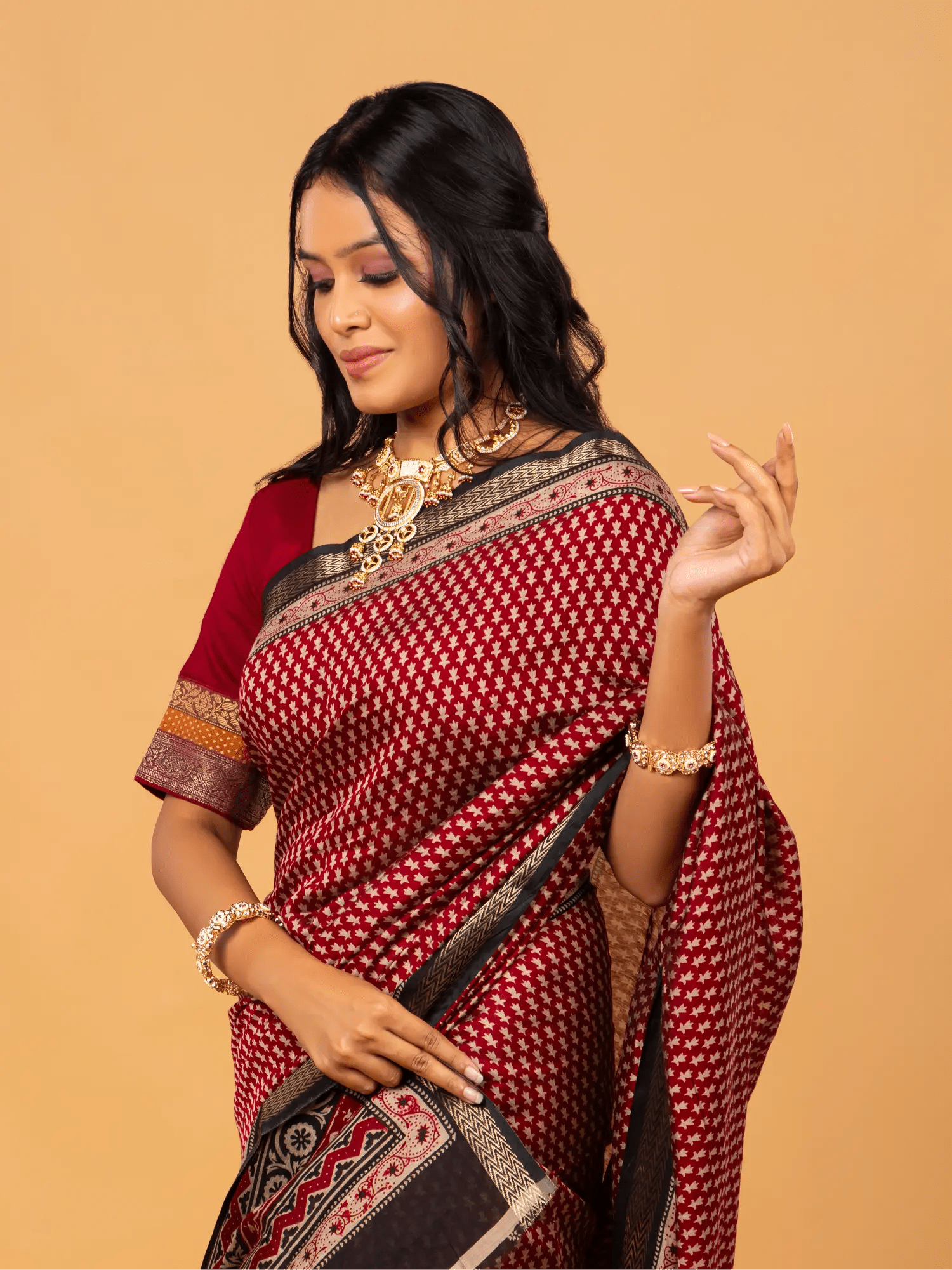 Brown Mul Cotton Saree - Nirzara