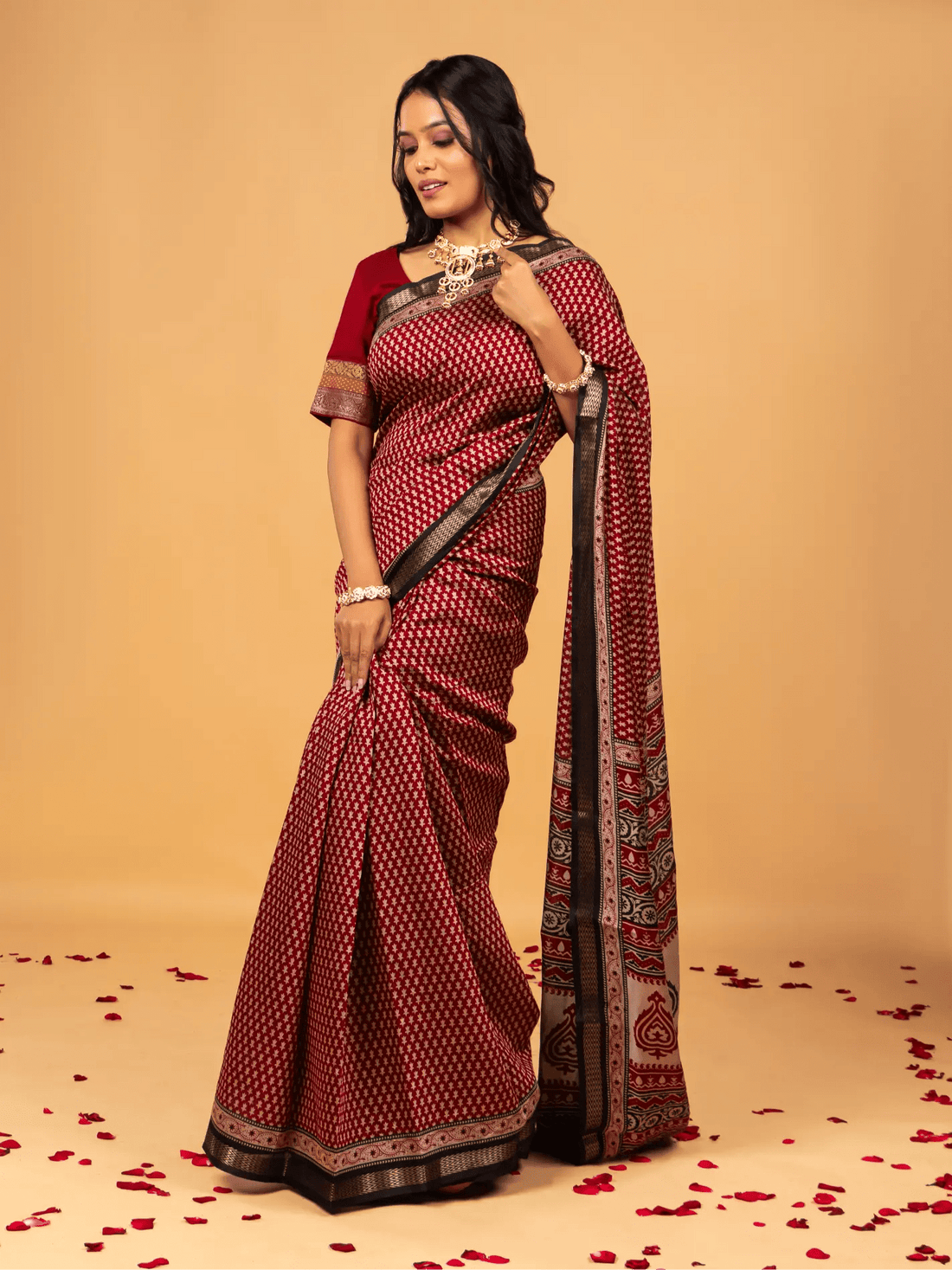 Brown Mul Cotton Saree - Nirzara