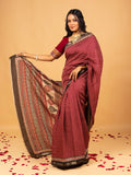 Brown Mul Cotton Saree - Nirzara