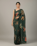 Forest Green Pure Mul Cotton Saree - Nirzara