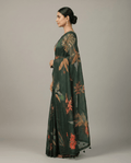 Forest Green Pure Mul Cotton Saree - Nirzara