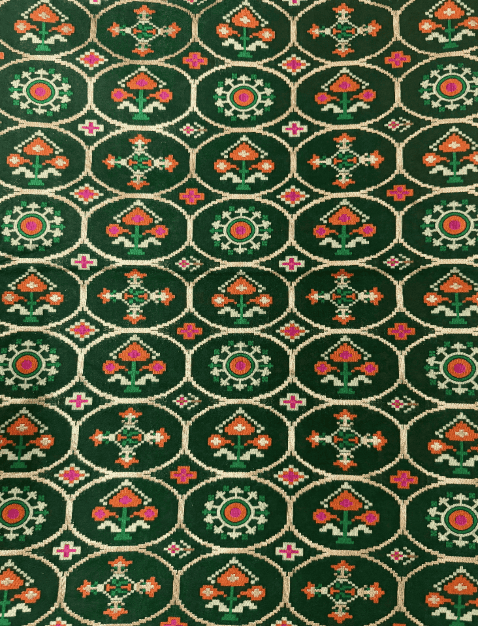 Close up of the body of Green Katan Silk Saree - Nirzara 