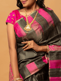 Grey Pure Raw Silk Saree - Nirzara