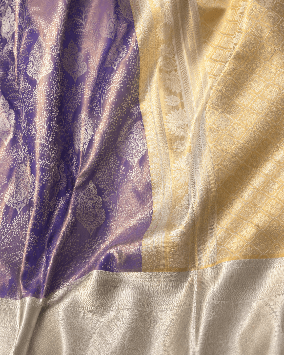 Lavender Pure Silk Tissue Handwoven Kanjivaram Saree - Nirzara