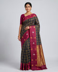 Midnight Navy Blue Pure Silk Kanchipuram Saree - Nirzara