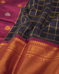 Midnight Navy Blue Pure Silk Kanchipuram Saree - Nirzara