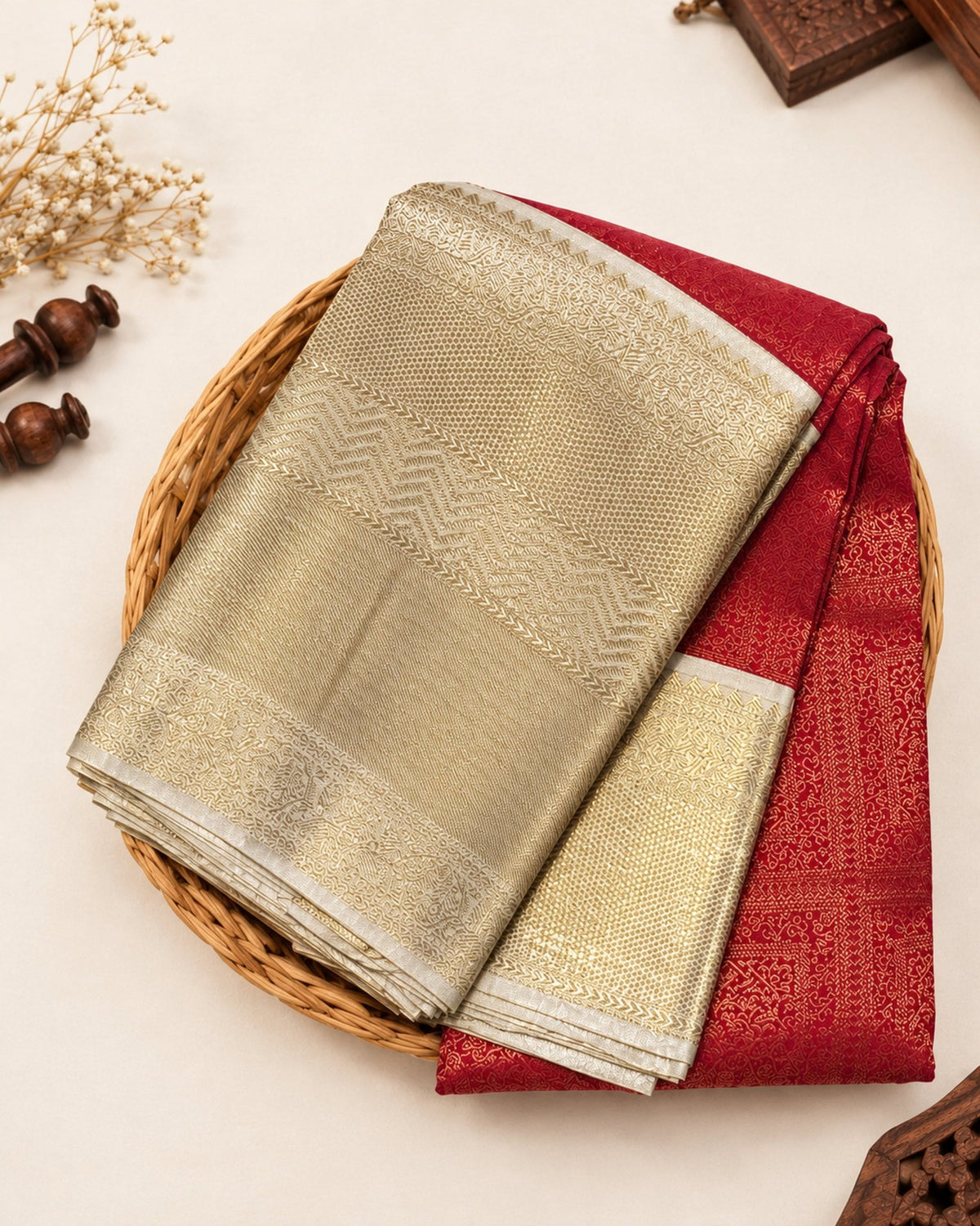 Orange Pure Silk Handwoven Kanjivaram Saree - Nirzara
