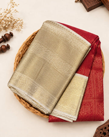 Orange Pure Silk Handwoven Kanjivaram Saree - Nirzara