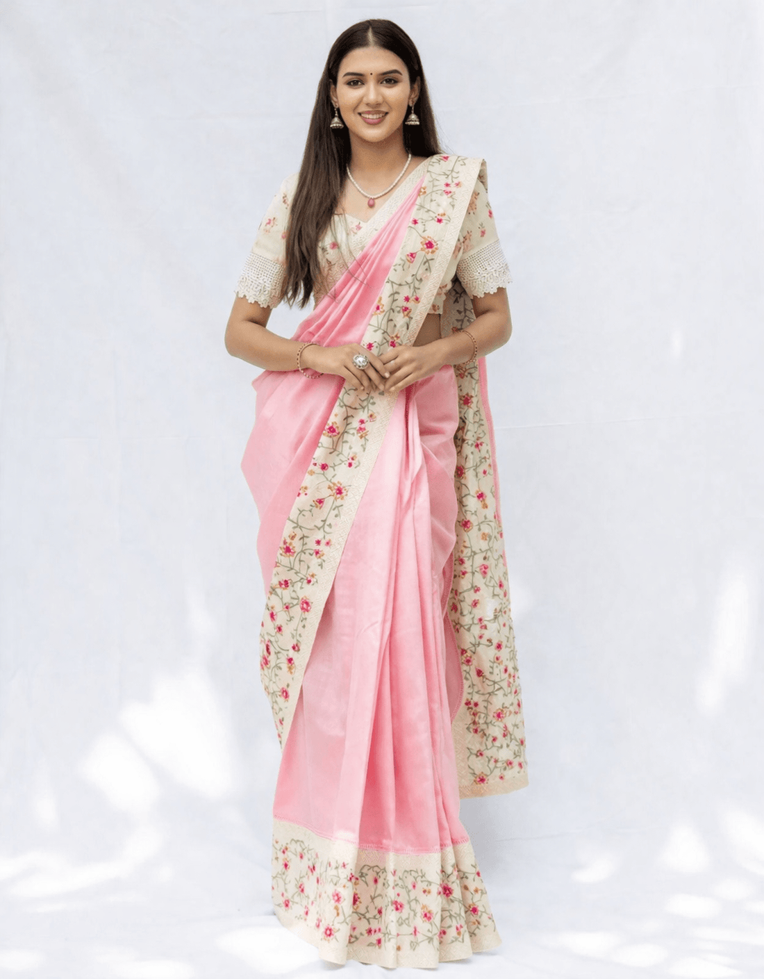 Pink Banarasi Cotton Saree - Nirzara