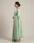 Pista Green Velvet Chiffon Saree - Nirzara