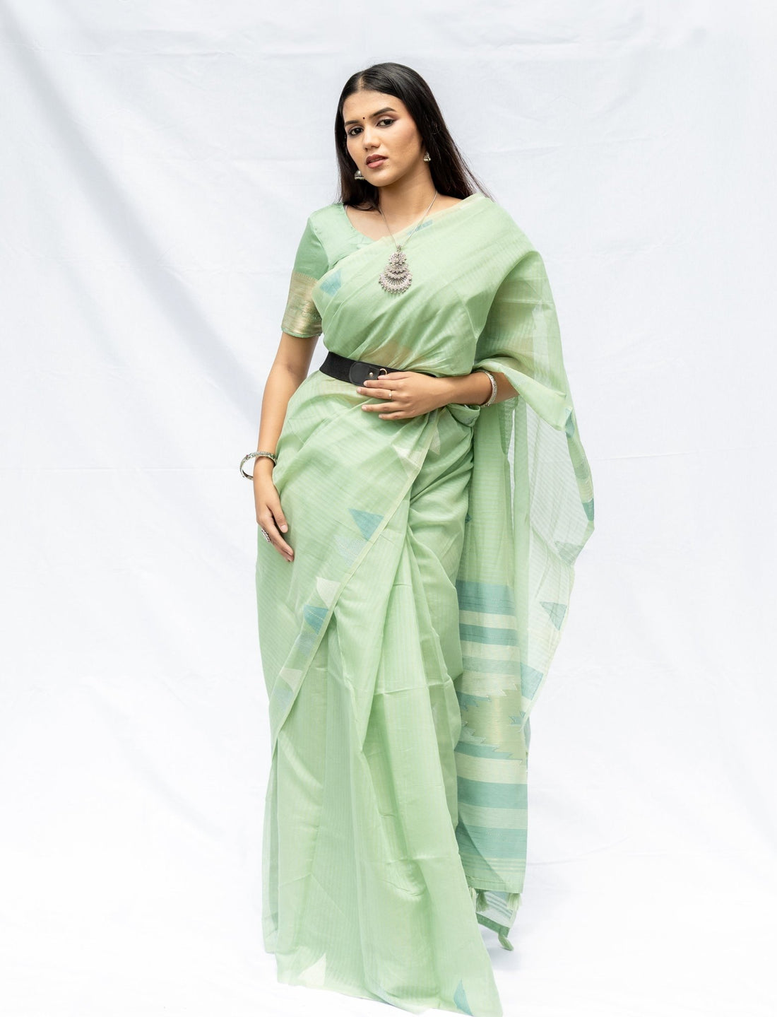 Pista Linen Cotton Saree - Nirzara