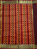 Red - Orange Ikat Patola Cotton Silk Saree - Nirzara