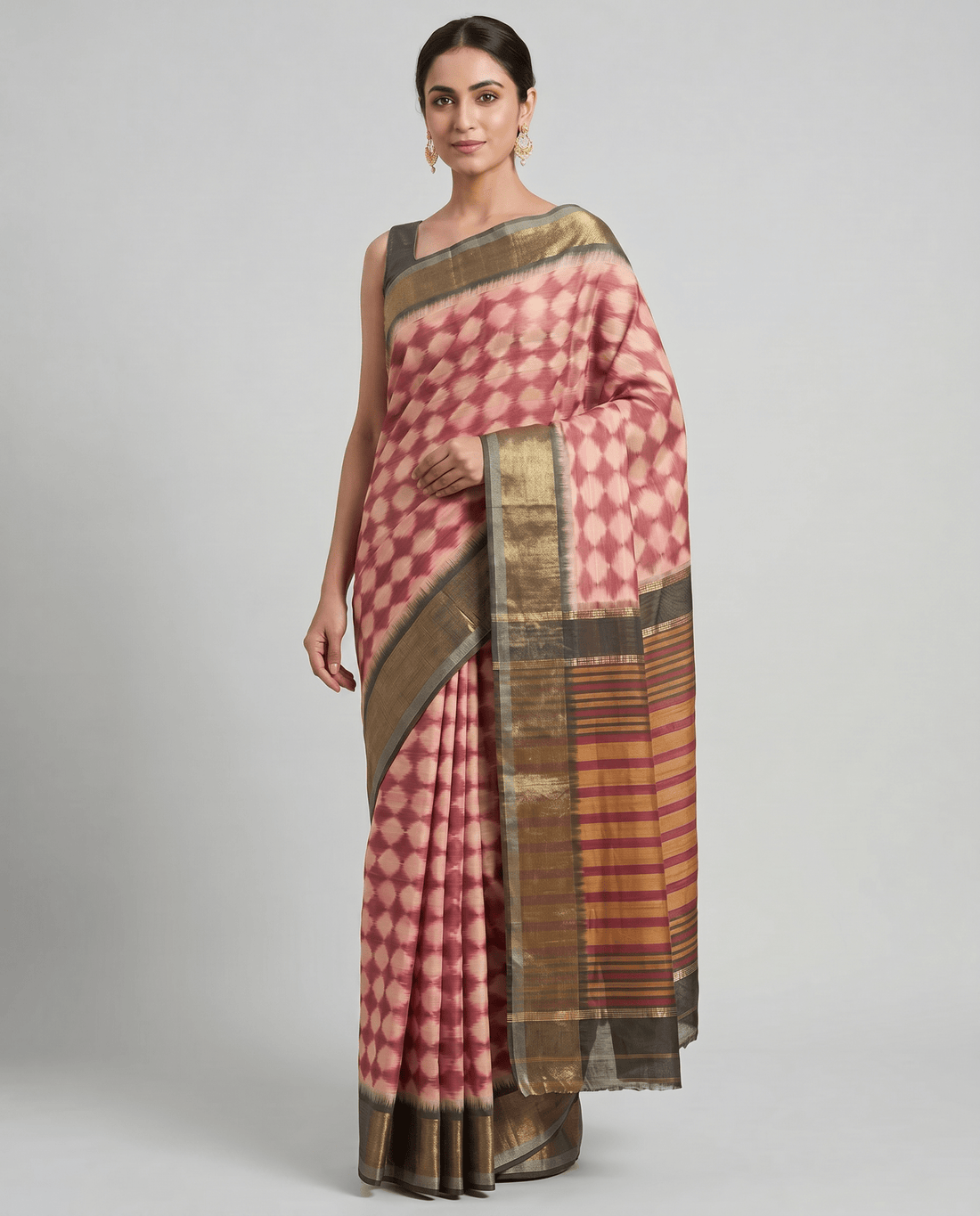 Rosewood Pink Ikat Patola Saree - Nirzara