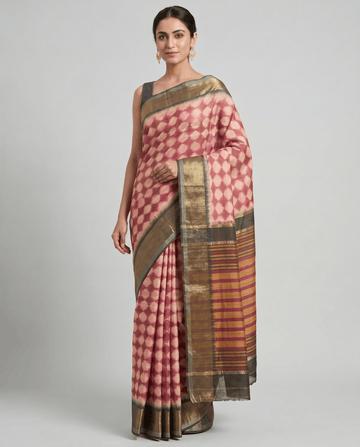 Rosewood Pink Ikat Patola Saree - Nirzara
