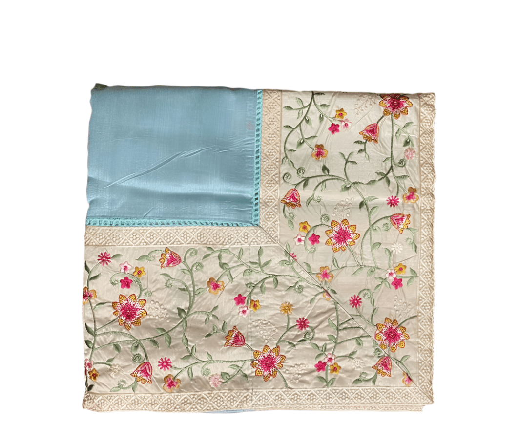 Sky Blue Banarasi Cotton Saree - Nirzara