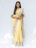 Yellow Plain Raw Cotton Embroidery - Nirzara