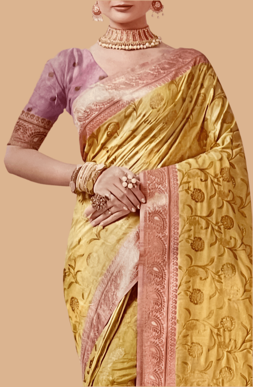 Yellow Semi Silk Saree - Nirzara