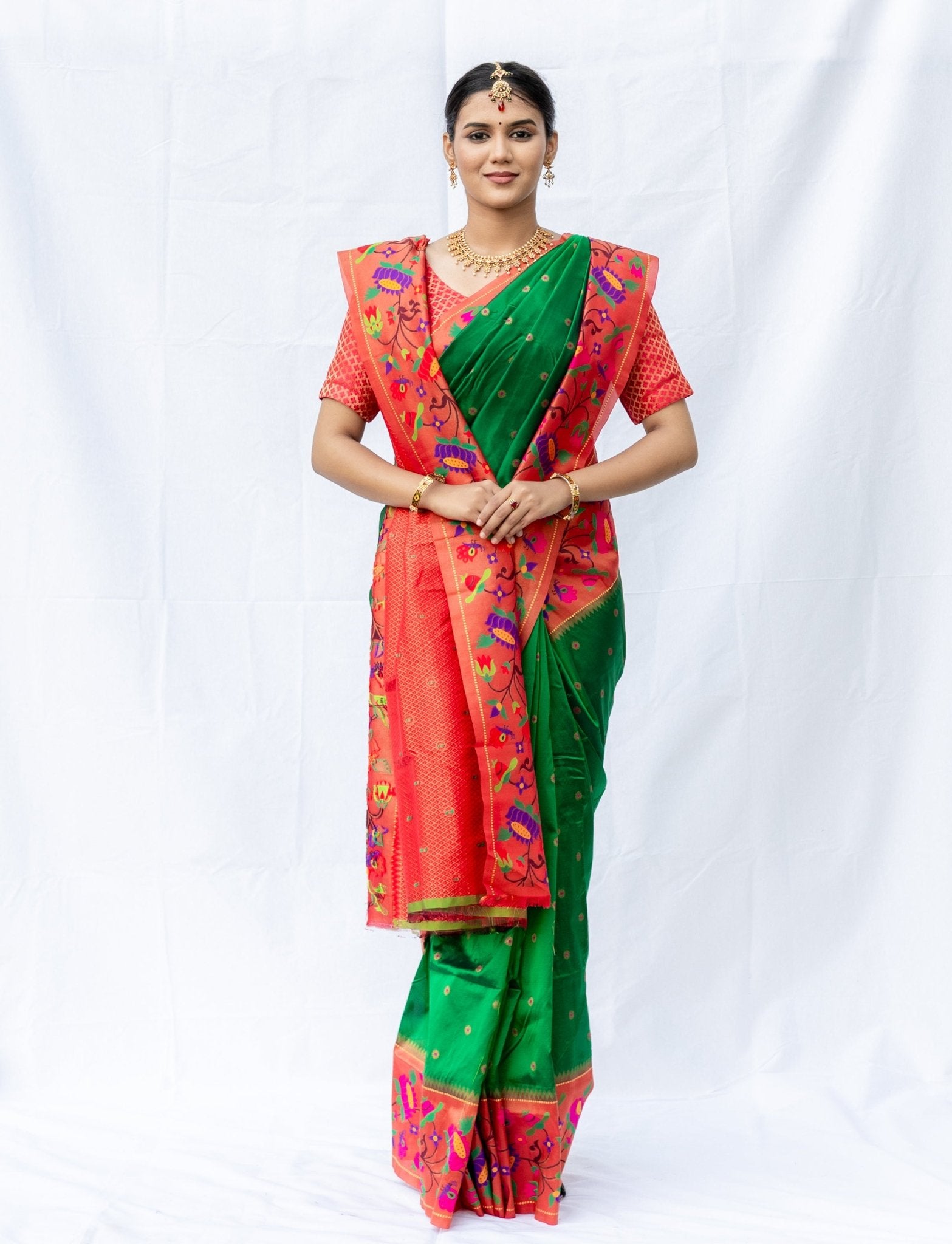 Yeola Pure Handloom Green Paithani Saree - Nirzara